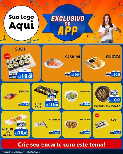 Modelo de Rede Social para Feed Instagram com o tema Exclusivo do Aplicativo para Comida japonesa
