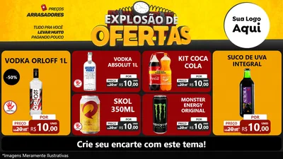 Modelo de TV para TV Horizontal com o tema Explosão de Ofertas para Distribuidora de bebidas