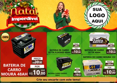 Modelo de Encarte para Encarte A4 Horizontal com o tema Natal Imperdível para Baterias Elétricas