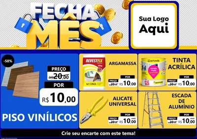 Modelo de Encarte para Encarte A4 Horizontal com o tema Fecha Mês para Material para Construção