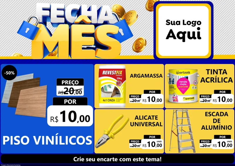 Modelo de Encarte para Encarte A4 Horizontal com o tema Fecha Mês para Material para Construção