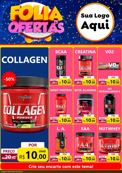 Modelo de Encarte para Encarte A4 Vertical com o tema Folia de Ofertas para Suplementos alimentares