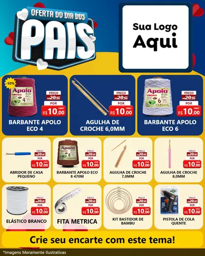 Modelo de Rede Social para Feed Instagram com o tema Oferta Do Dia Dos Pais para Armarinho e Aviamentos