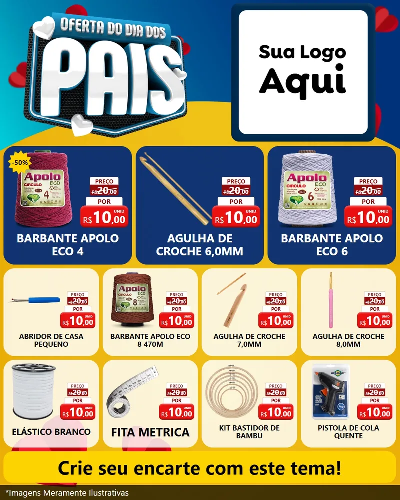 Modelo de Rede Social para Feed Instagram com o tema Oferta Do Dia Dos Pais para Armarinho e Aviamentos