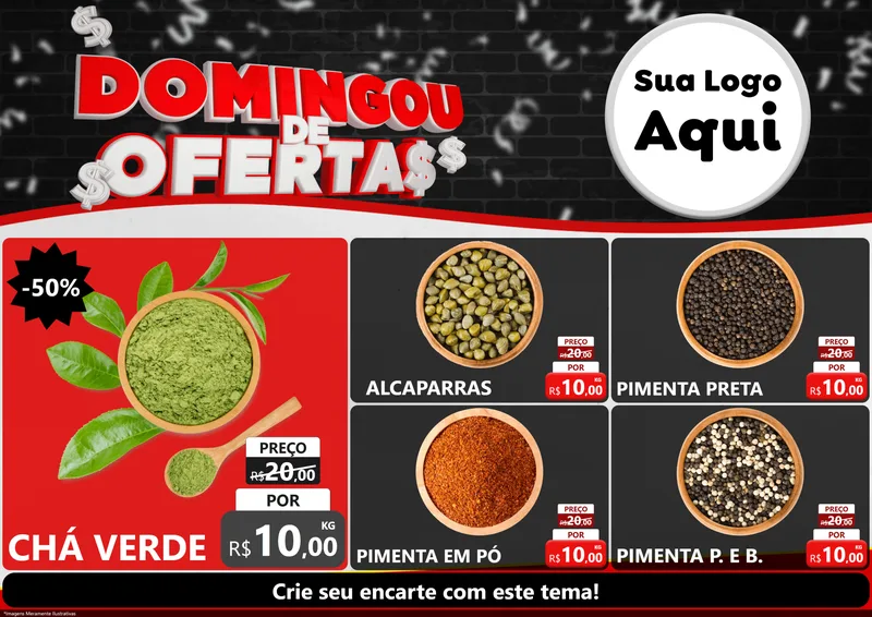 Modelo de Encarte para Encarte A4 Horizontal com o tema Domingou de Ofertas para Produtos Naturais