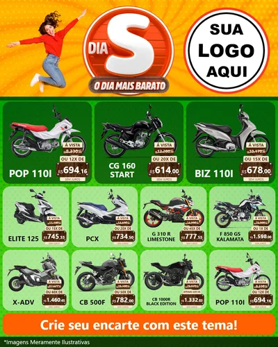 Modelo de Rede Social para Feed Instagram com o tema Dia S - O Dia Mais Barato para Concessionaria de Motos