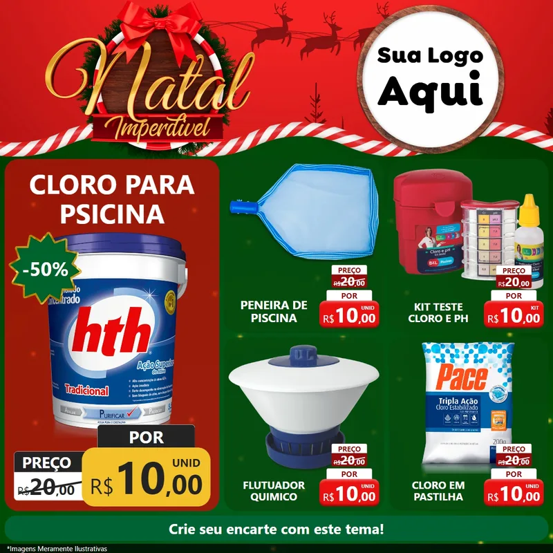 Modelo de Rede Social para Feed Facebook com o tema Natal Imperdível para Produtos para Piscina