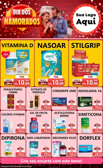 Modelo de Encarte para Encarte Grande com o tema Dia Dos Namorados para Farmácia