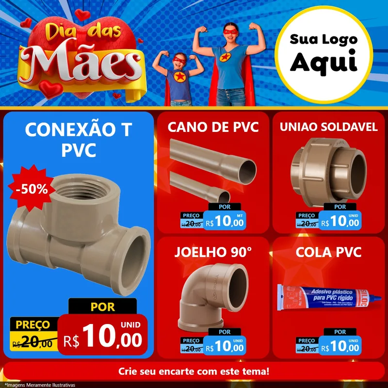 Modelo de Rede Social para Feed Facebook com o tema Dia das Mães para Tubos e conexões