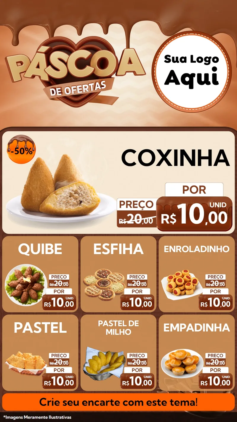 Modelo de Rede Social para Stories com o tema Páscoa de Ofertas para Salgadaria