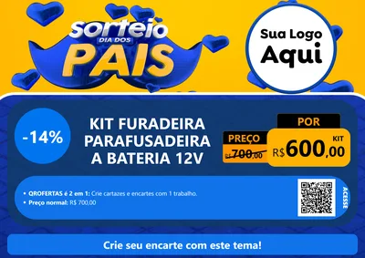 Modelo de Cartaz para Cartaz A4 Horizontal com o tema Sorteio Dia dos Pais para Maquinas e Ferramentas