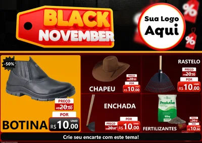 Modelo de Encarte para Encarte A4 Horizontal com o tema Black November para Agropecuária
