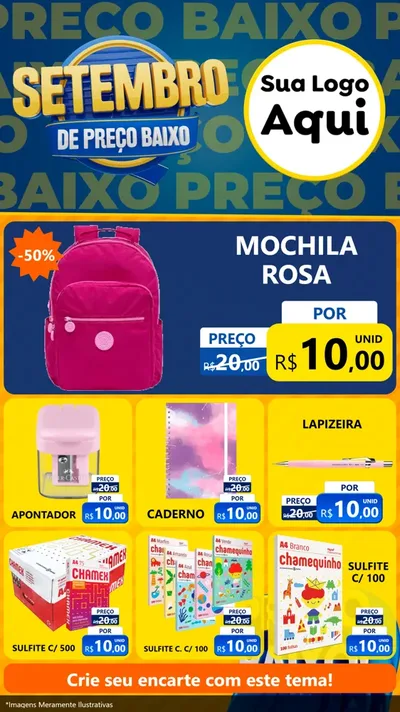 Modelo de Rede Social para Stories com o tema Setembro De Preço Baixo para Papelaria