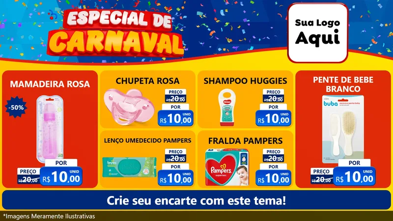 Modelo de TV para TV Horizontal com o tema Especial de Carnaval para Bebês