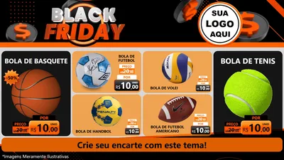 Modelo de TV para TV Horizontal com o tema Black Friday para Artigos Esportivos