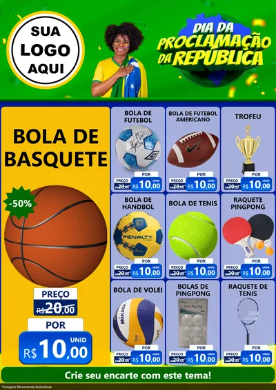 Modelo de Encarte para Encarte A4 Vertical com o tema Dia Da Proclamação Da República para Artigos Esportivos