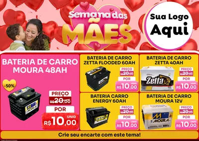 Modelo de Encarte para Encarte A4 Horizontal com o tema Semana Das Mães para Baterias Elétricas
