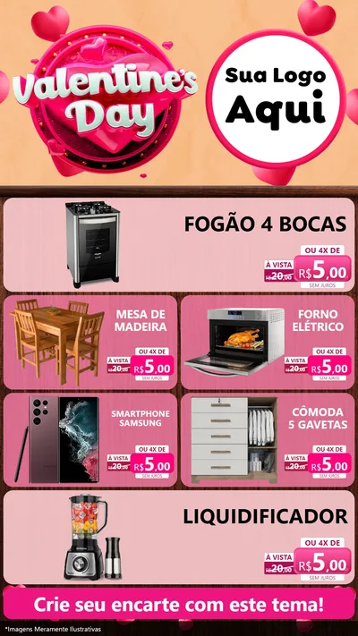 Modelo de TV para TV Vertical com o tema Valentine's Day para Móveis e Eletro