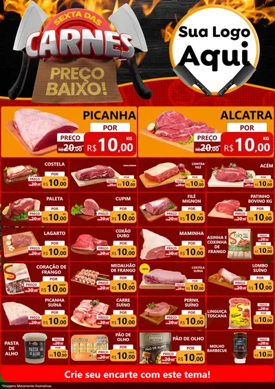Modelo de Encarte para Encarte A4 Vertical com o tema Sexta das Carnes para Açougue