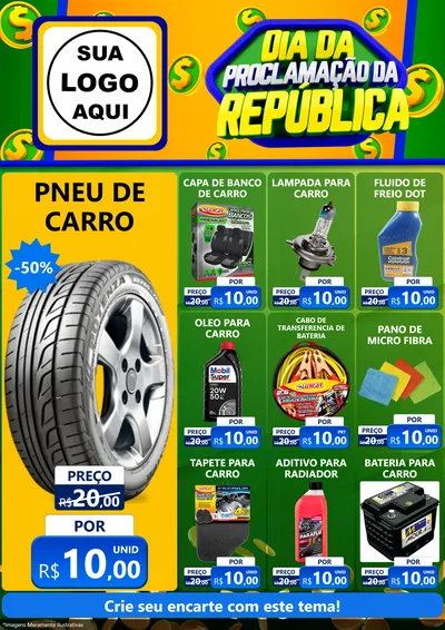 Modelo de Encarte para Encarte A4 Vertical com o tema Dia Da Proclamação da República para Auto peças