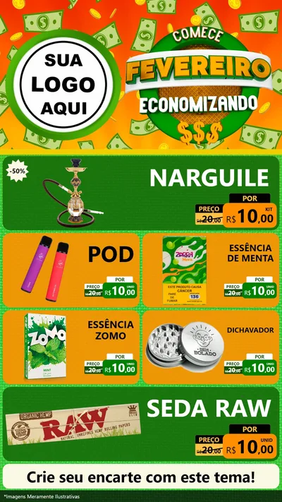 Modelo de TV para TV Vertical com o tema Comece Fevereiro Economizando para Tabacaria