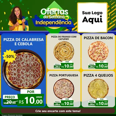 Modelo de Rede Social para Feed Facebook com o tema Ofertas da Semana da Independência para Pizzaria