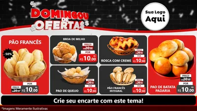 Modelo de TV para TV Horizontal com o tema Domingou de Ofertas para Padaria