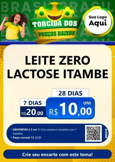 Modelo de Cartaz para Cartaz A4 Vertical com o tema Torcida dos Preços Baixos - Copa para Frios e Laticínios