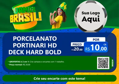 Modelo de Cartaz para Cartaz A4 Horizontal com o tema Vamos Brasil - Copa para Pisos e revestimentos