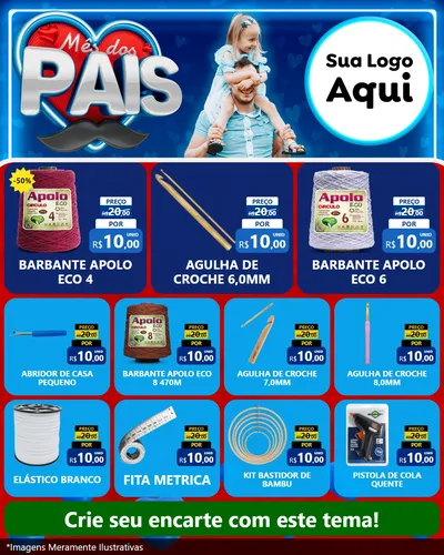 Modelo de Rede Social para Feed Instagram com o tema Mês Dos Pais para Armarinho e Aviamentos