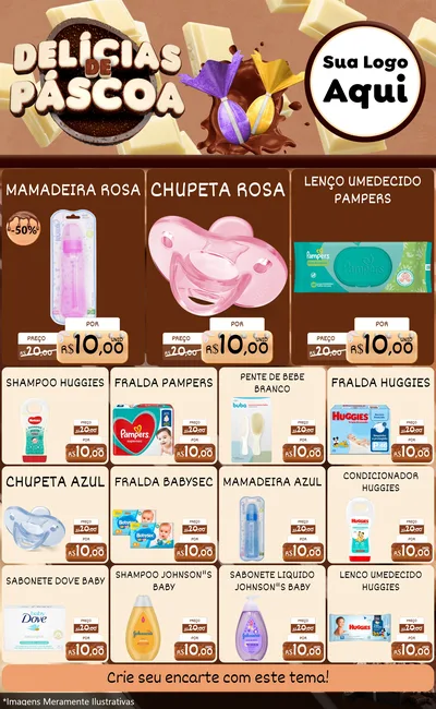 Modelo de Encarte para Encarte Grande com o tema Delícias de Páscoa para Bebês