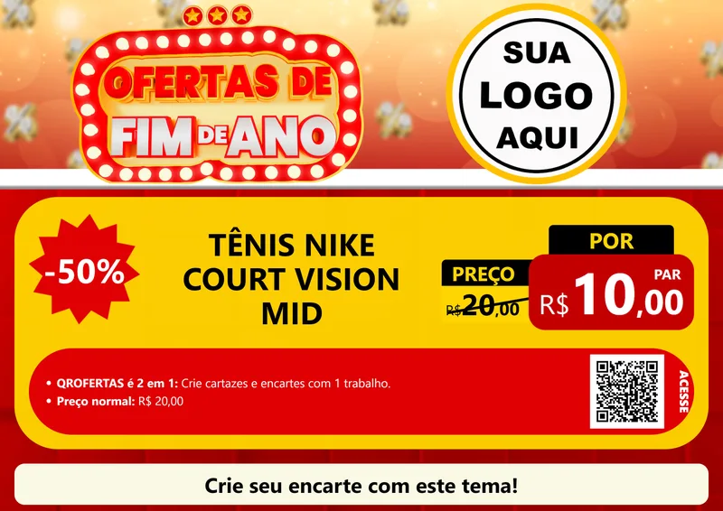 Modelo de Cartaz para Cartaz A4 Horizontal com o tema Ofertas de Fim de Ano para Calçados