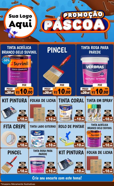 Modelo de Encarte para Encarte Grande com o tema Promoção Páscoa para Tintas e Ferramentas