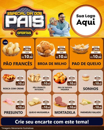 Modelo de Rede Social para Feed Instagram com o tema Especial Dia dos Pais para Padaria