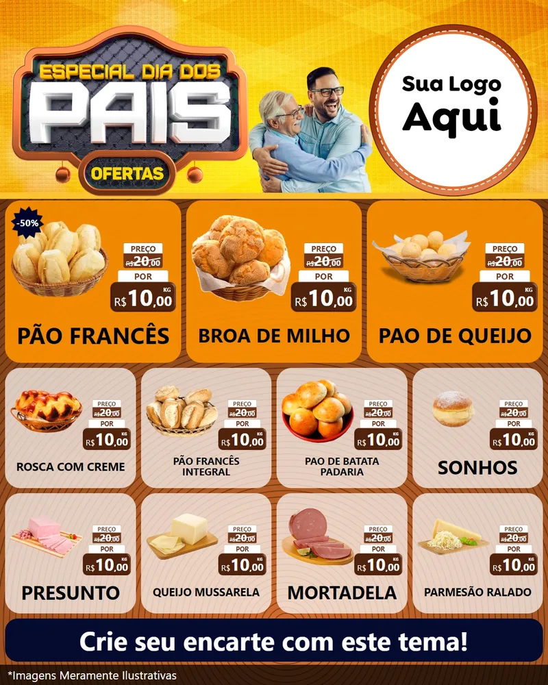 Modelo de Rede Social para Feed Instagram com o tema Especial Dia dos Pais para Padaria
