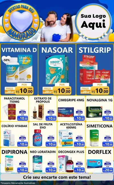 Modelo de Encarte para Encarte Grande com o tema Ofertas Para Seu Namorado para Farmácia