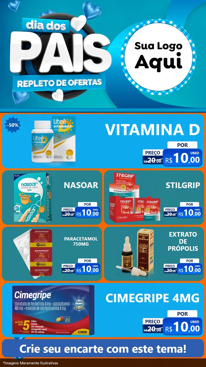 Modelo de TV para TV Vertical com o tema Dia Dos Pais Repleto de Ofertas para Farmácia