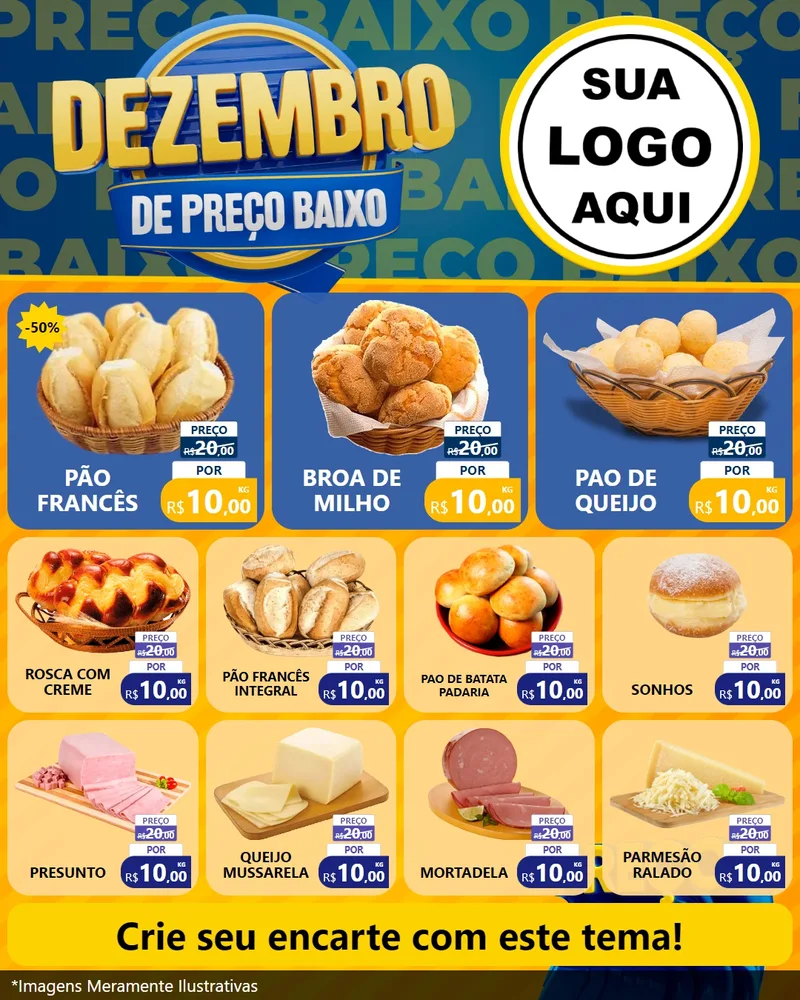 Modelo de Rede Social para Feed Instagram com o tema Dezembro de Preço Baixo para Padaria