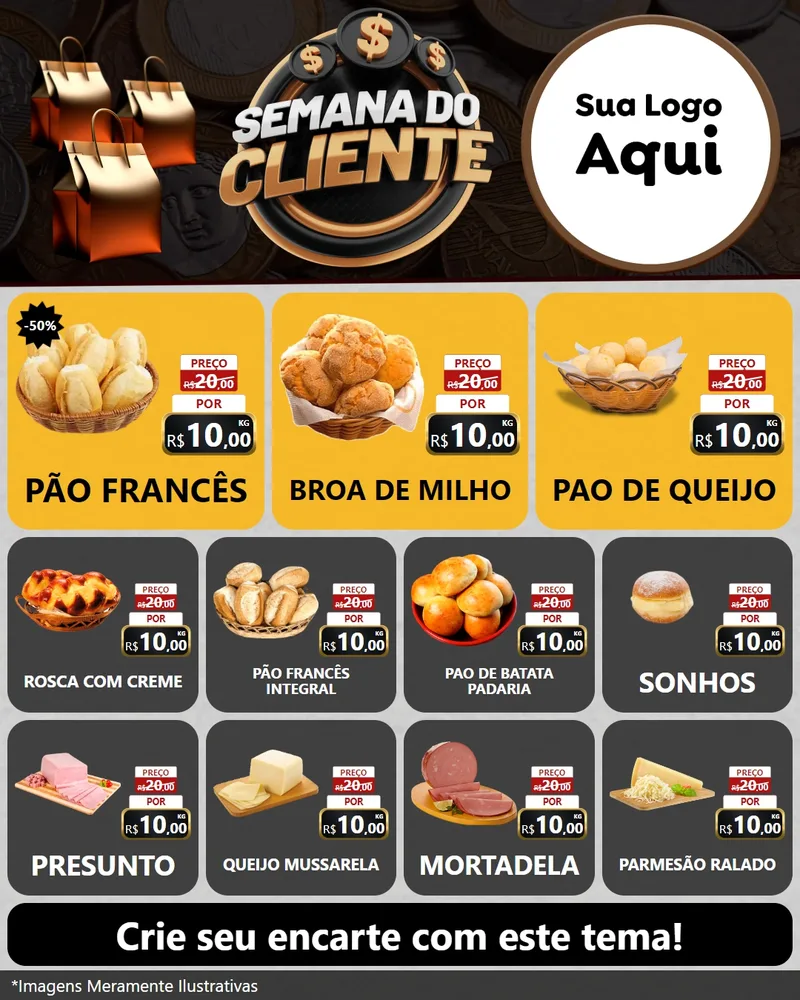Modelo de Rede Social para Feed Instagram com o tema Semana do Cliente para Padaria