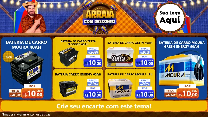 Modelo de TV para TV Horizontal com o tema Arraiá Com Desconto para Baterias Elétricas