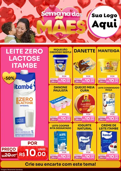 Modelo de Encarte para Encarte A4 Vertical com o tema Semana Das Mães para Frios e Laticínios