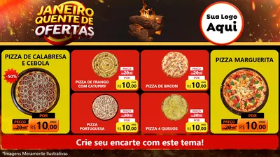 Modelo de TV para TV Horizontal com o tema Janeiro Quente de Ofertas para Pizzaria