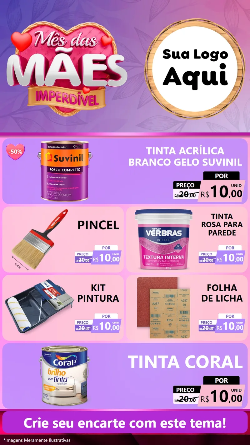 Modelo de TV para TV Vertical com o tema Mês das Mães Imperdível para Tintas e Ferramentas
