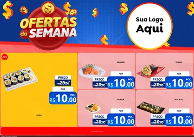 Modelo de Encarte para Encarte A4 Horizontal com o tema Ofertas Da Semana para Comida japonesa