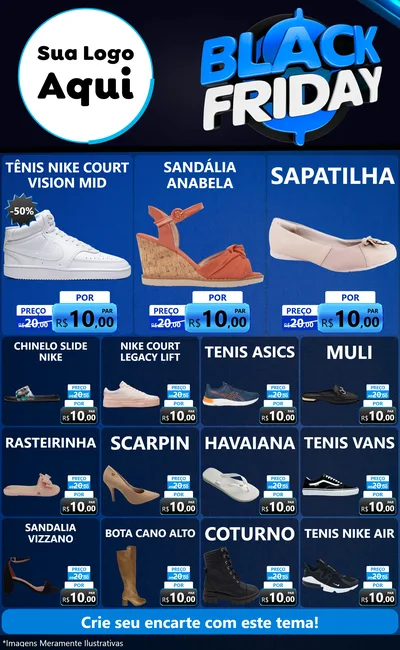 Modelo de Encarte para Encarte Grande com o tema Black Friday para Calçados