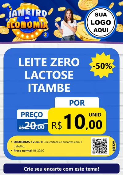 Modelo de Cartaz para Cartaz A4 Vertical com o tema Janeiro da Economia para Frios e Laticínios