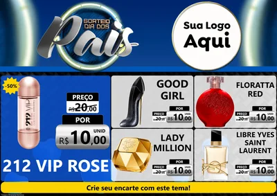 Modelo de Encarte para Encarte A4 Horizontal com o tema Sorteio Dia Dos Pais para Perfumes