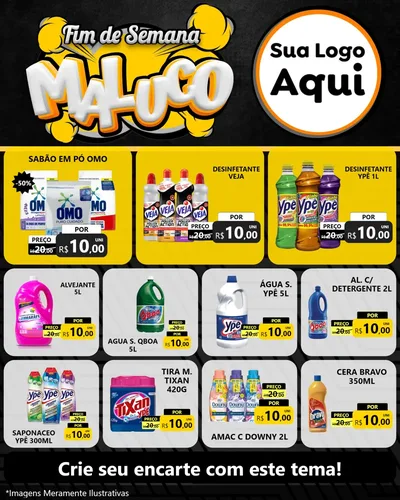 Modelo de Rede Social para Feed Instagram com o tema Fim de Semana Maluco para Produtos de Limpeza