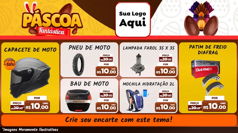 Modelo de TV para TV Horizontal com o tema Páscoa Fantástica para Moto peças