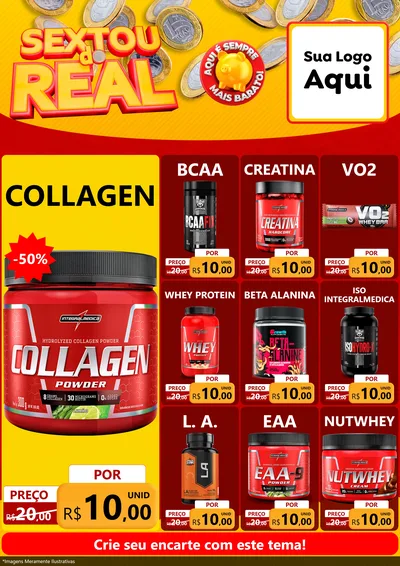 Modelo de Encarte para Encarte A4 Vertical com o tema Sextou do Real para Suplementos alimentares
